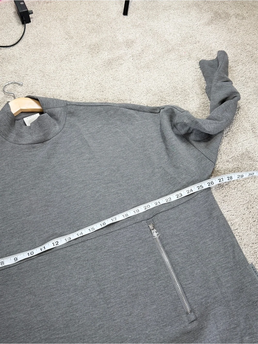 Varley Women’s Bay Sweat Pullover Lightweight Doubleface Mock Neck in Gray L
